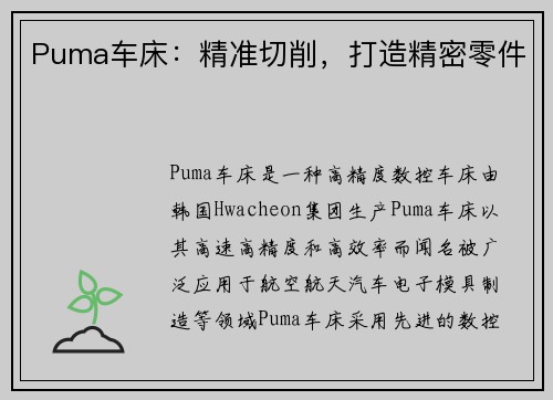 Puma车床：精准切削，打造精密零件